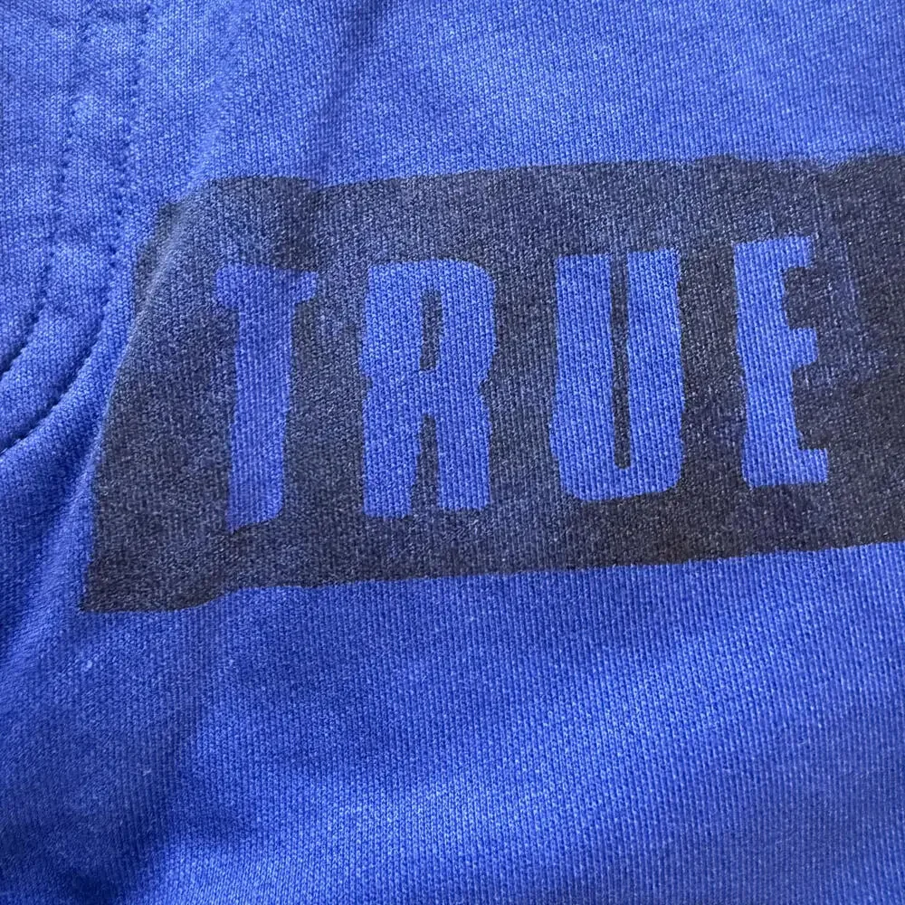 TRUE RELIGIONS‎ Mens SZ M Long Blue Logo'd Sweat Shorts 100% Cotton. Street Wear